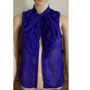 Blue Ruffled Collar Blouse / Size XS to S / Brand: Style Fax